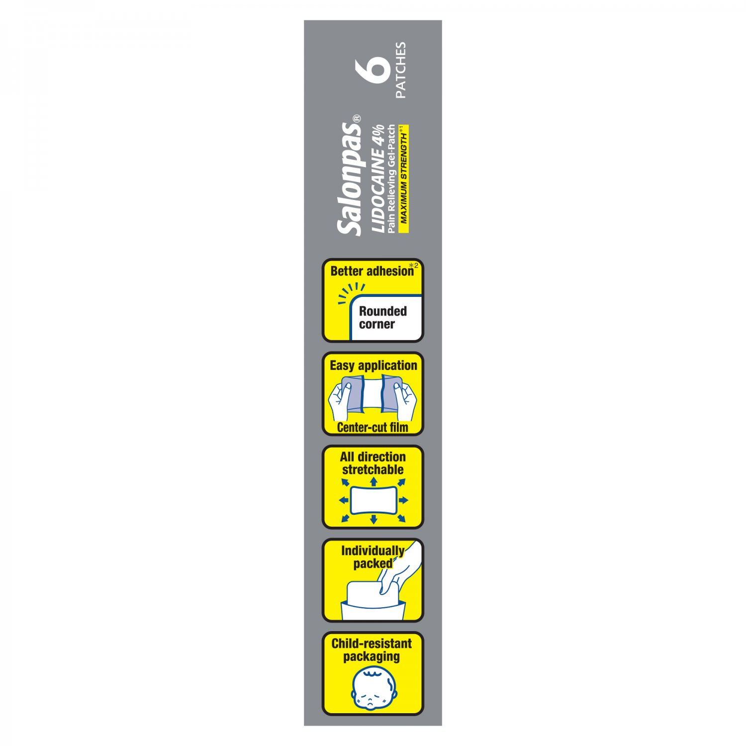 Salonpas Lidocaine Maximum Strength Pain Relieving GelPatch 6 Count