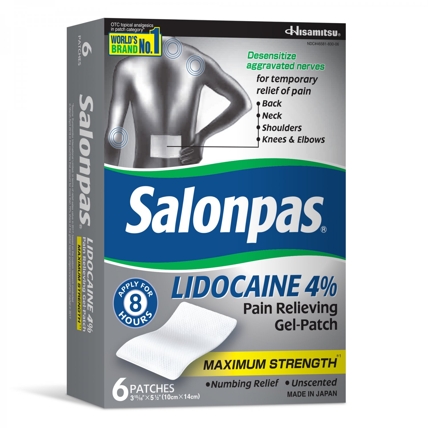 Salonpas Lidocaine Maximum Strength Pain Relieving GelPatch 6 Count