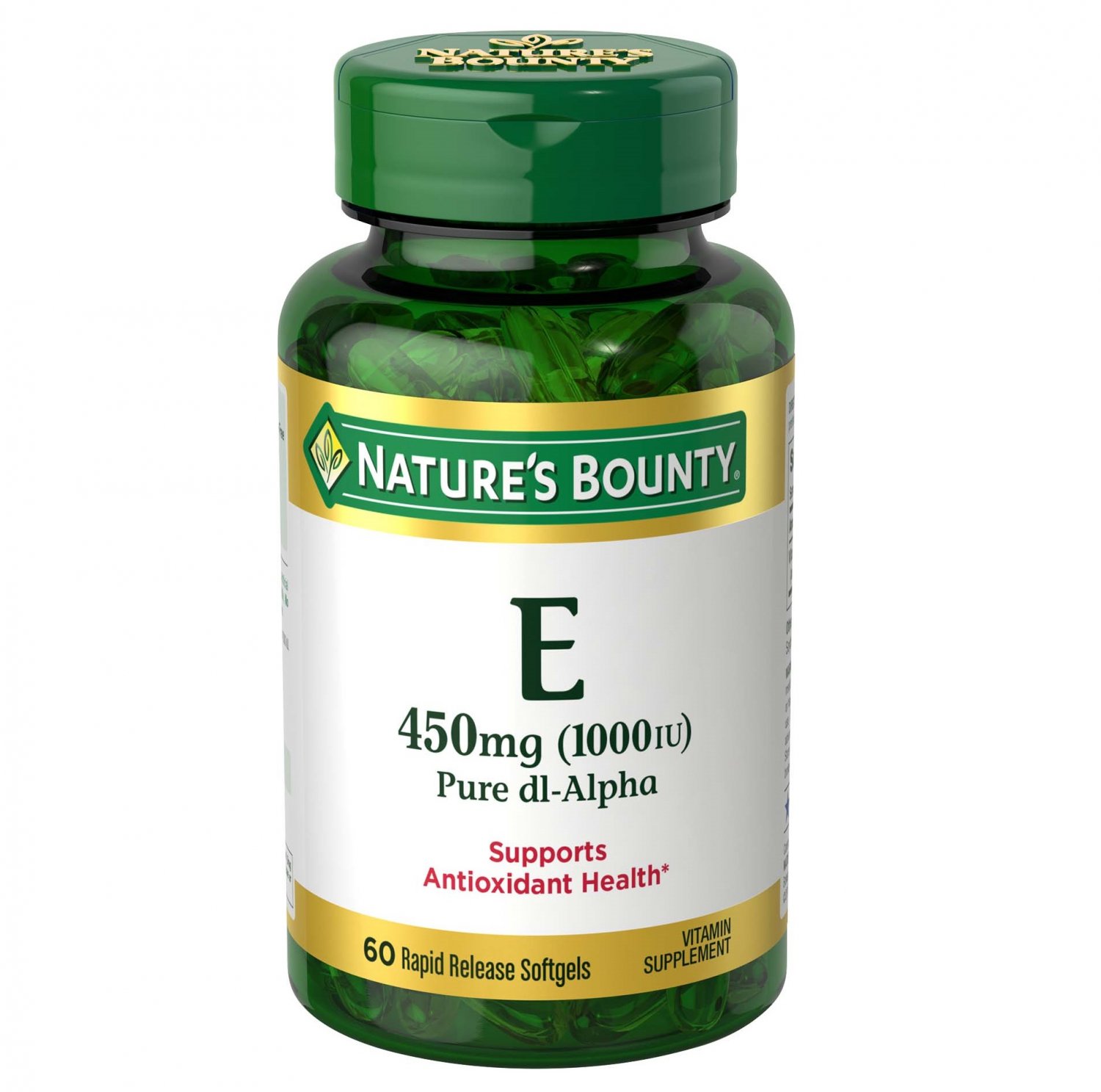 Nature's Bounty Vitamin E Softgels 450 Mg, Antioxidant Health 60 Count