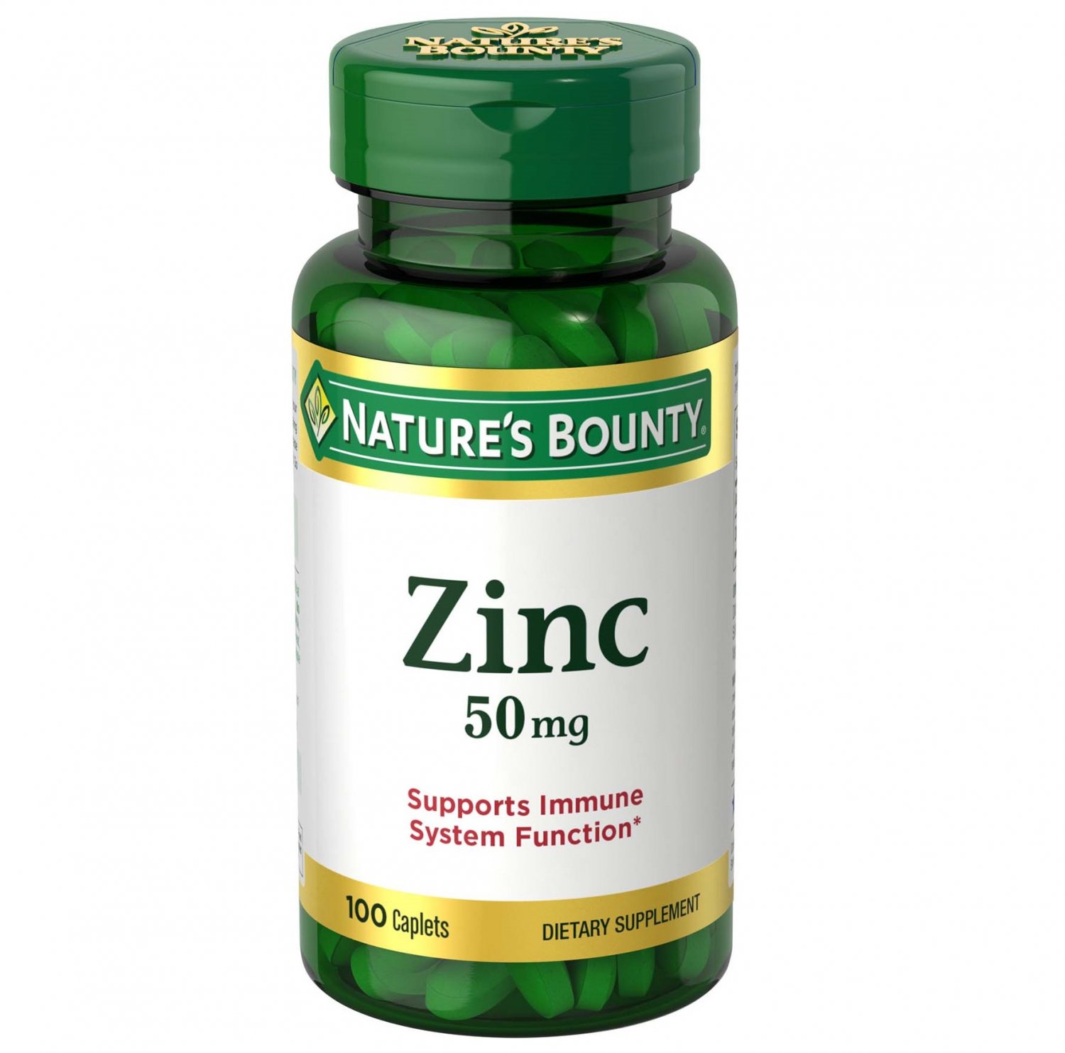 Nature s Bounty Zinc 50 Mg Supports Immune System Caplets 100 Count