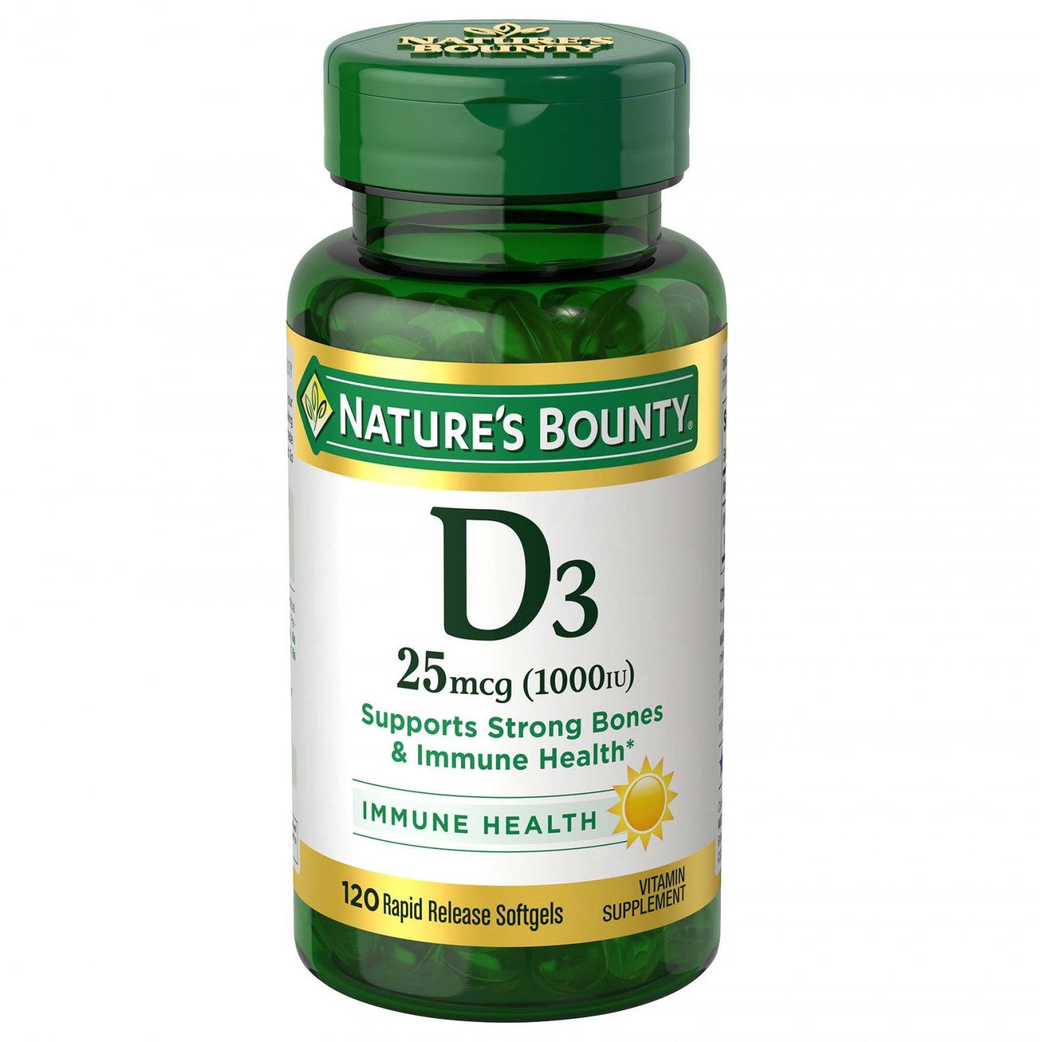 Nature's Bounty Vitamin D3 Softgels 25 mcg (1000 IU) 120 Count