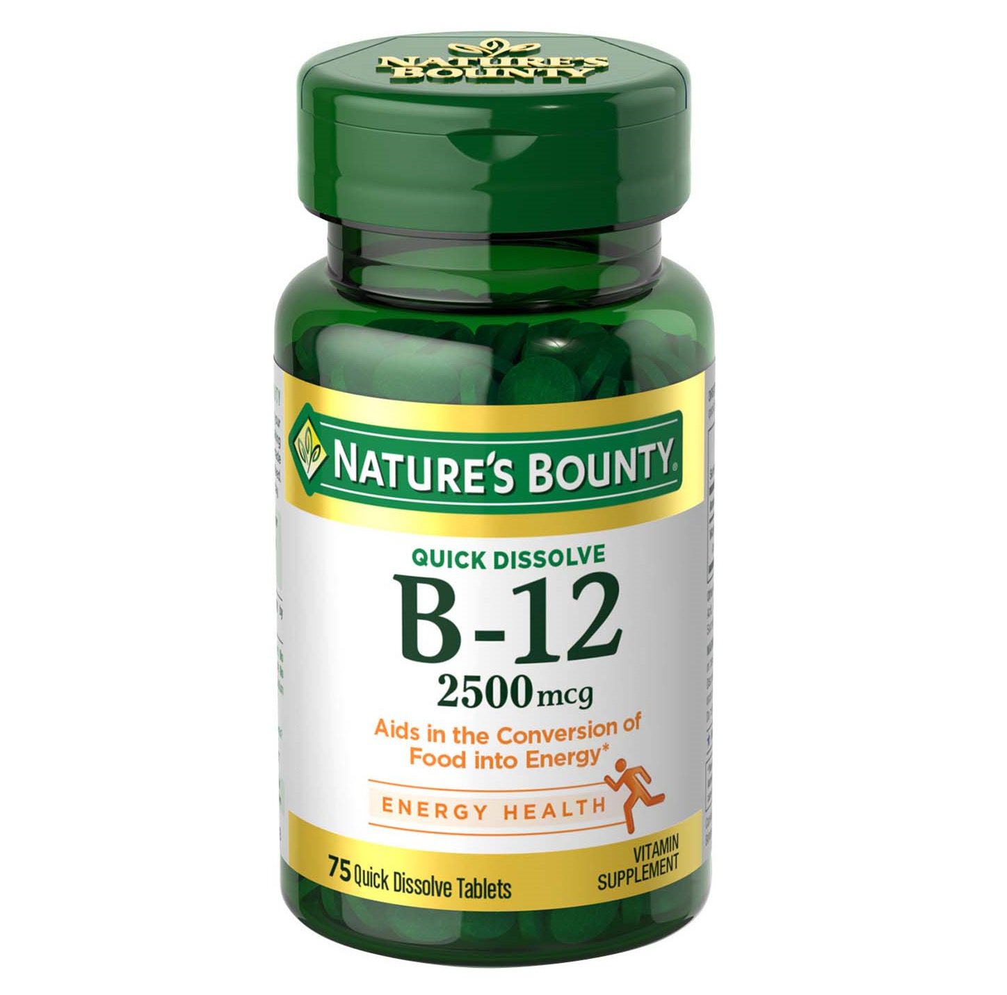 Nature's Bounty Vitamin B-12 Quick Dissolve Tablets Cherry 2500 mcg 75 Count