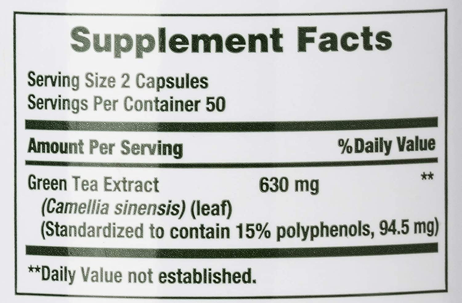 Nature's Bounty Green Tea Extract Capsules With EGCG 315 Mg, 100 Count