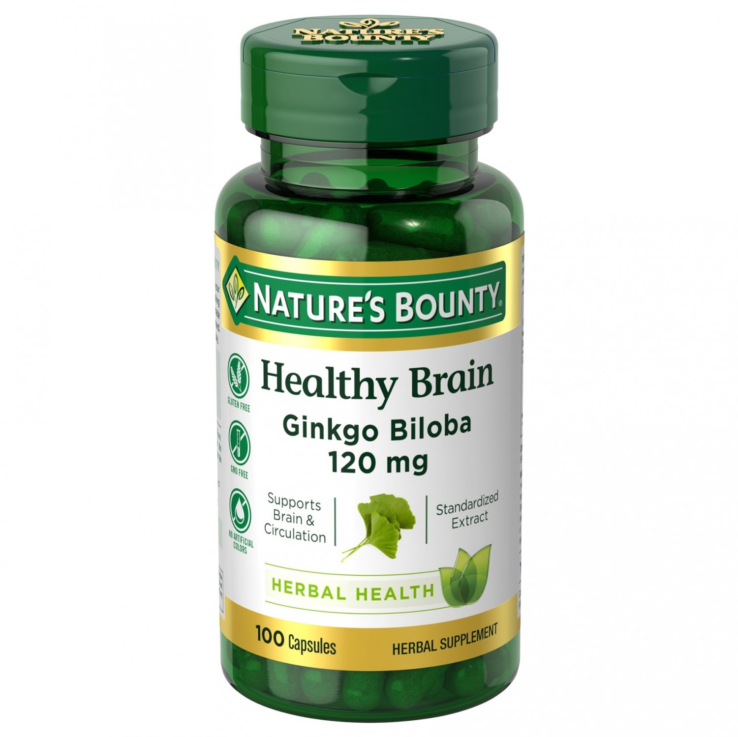 Nature's Bounty Ginkgo Biloba Capsules, Healtly Brain 120 Mg, 100 Count