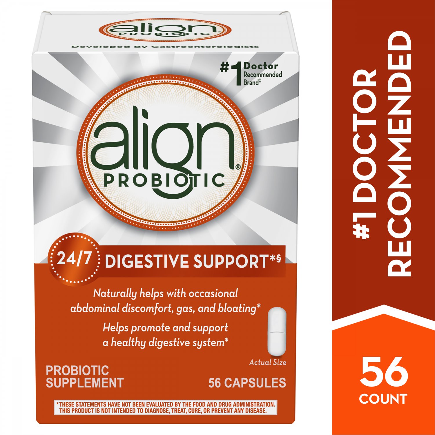 Align Probiotic Daily Digestive Health Supplement Capsules, 56 Count
