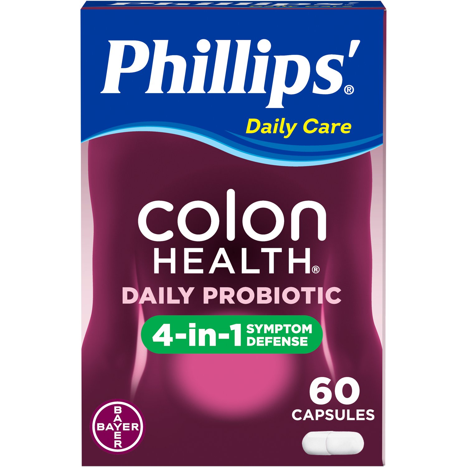 Phillips Colon Health Daily Probiotic Supplement Capsules, 60 Count