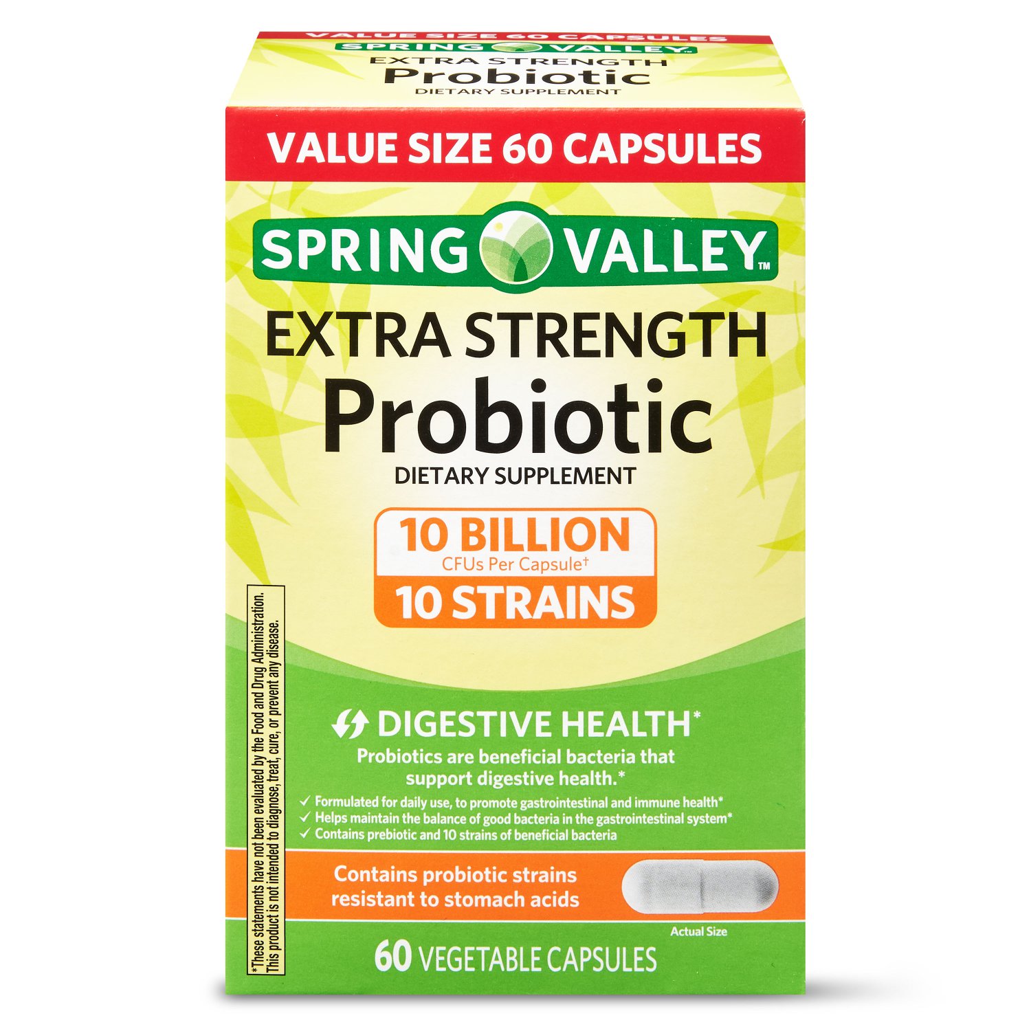Spring Valley Extra-Strength Probiotic Vegetable Capsules, 60 Count