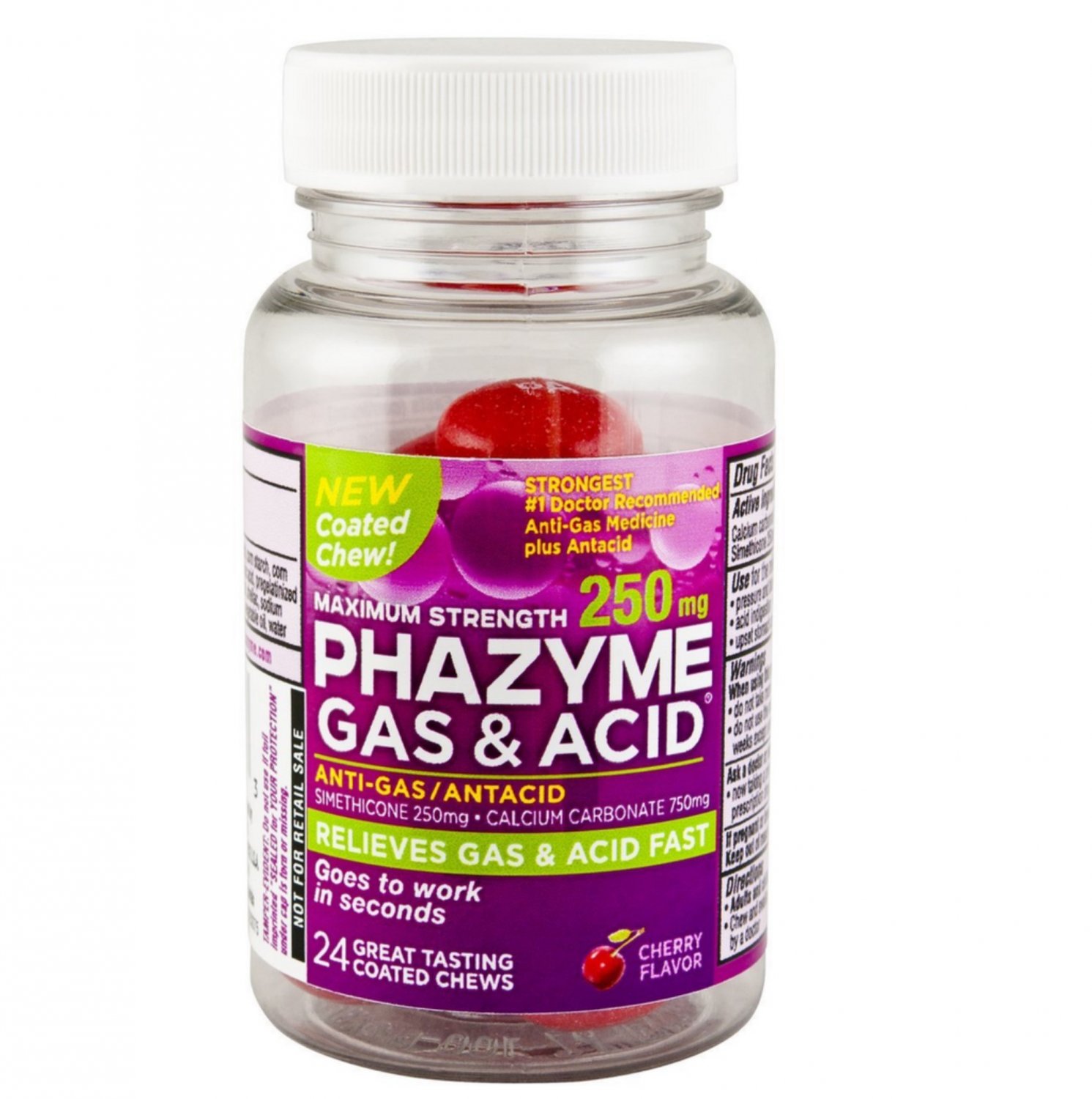Phazyme Gas & Acid Maximum Strength Coated Chews, Cherry Flavor 24 Each