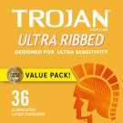 Trojan Ultra Ribbed Condoms For Ultra Stimulation 36 Count Pack
