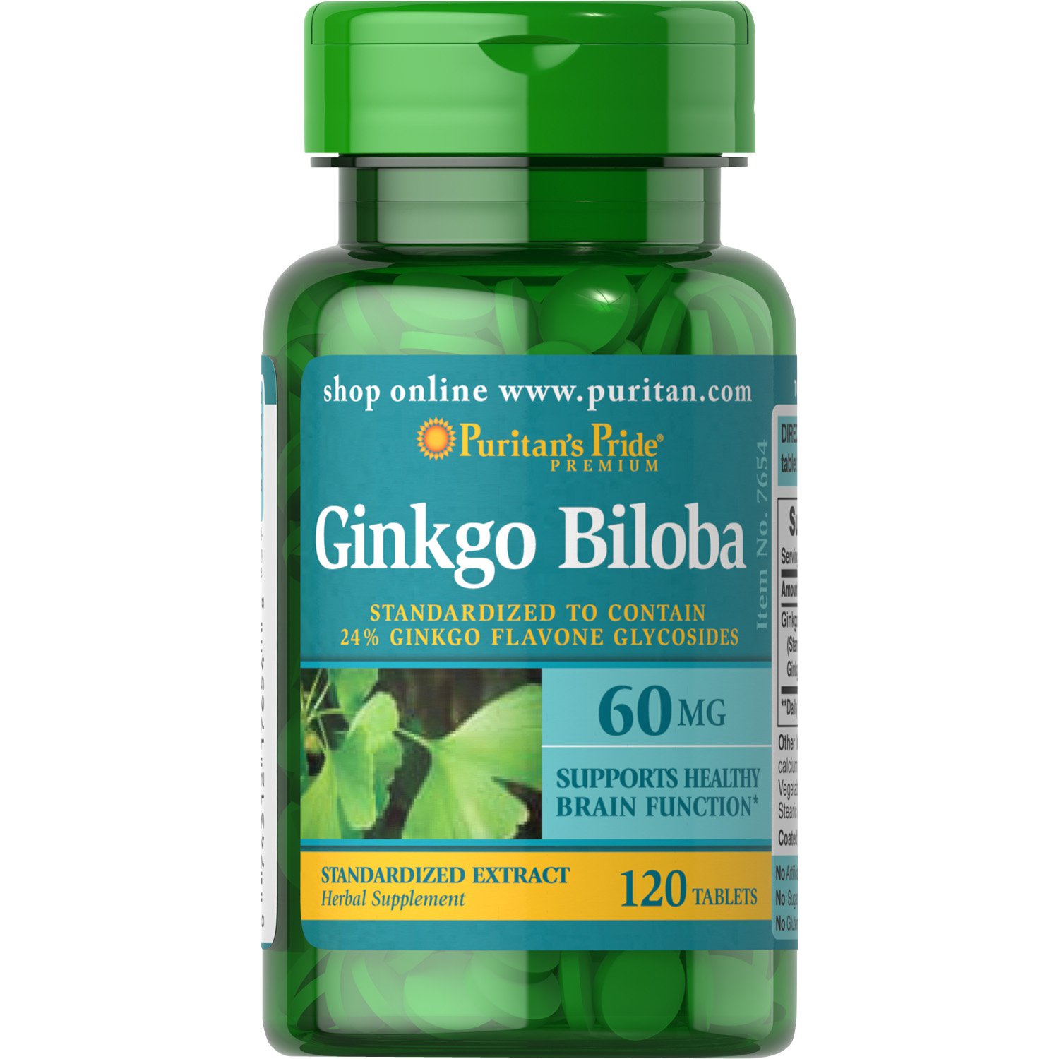 Puritans Pride Ginkgo Biloba Standardized Extract 60 mg 120 Tablets