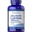 Puritan's Pride Absorbable Calcium + Vitamin D Softgels 1200mg 1000 IU, 100 Count