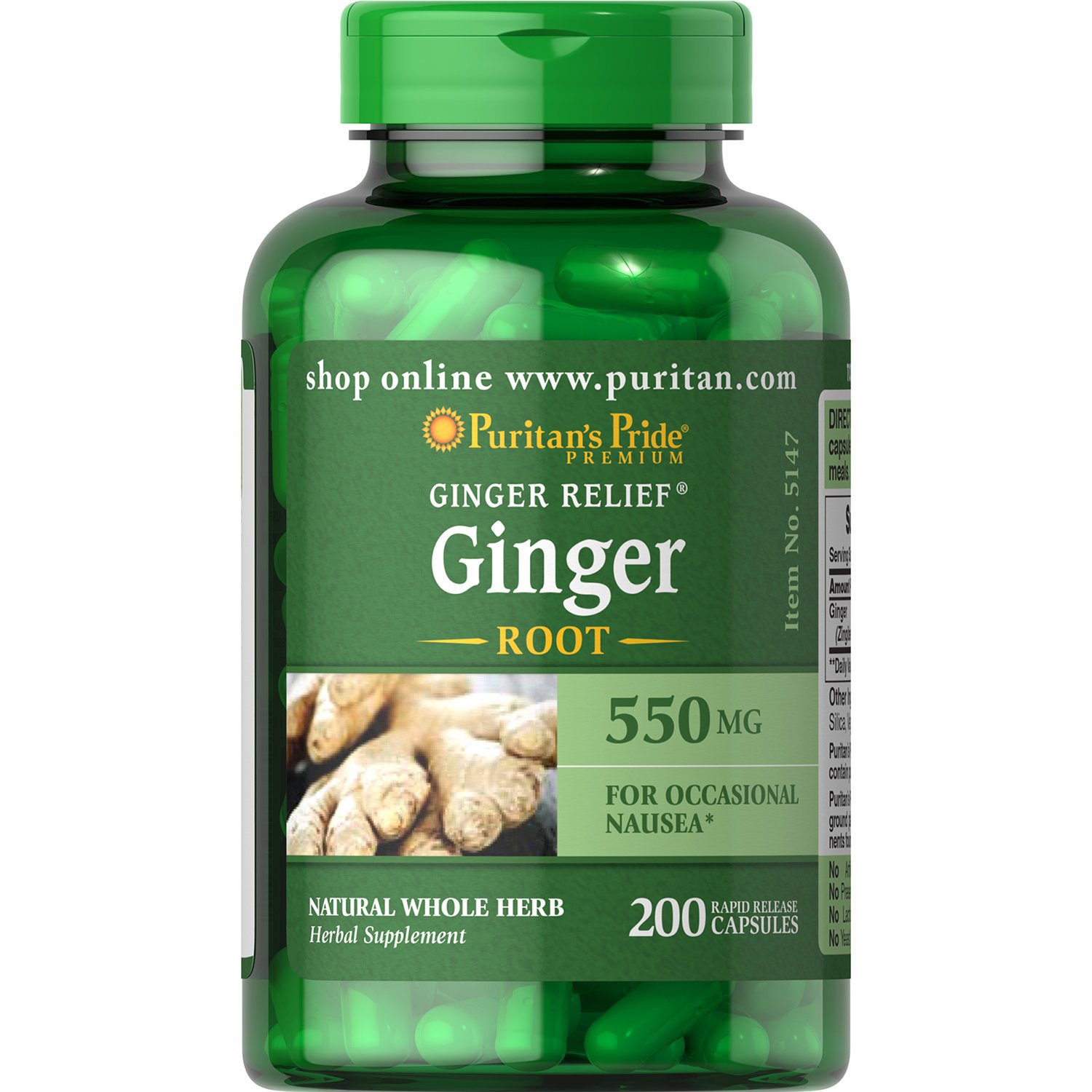 Puritan's Pride Ginger Root 550 mg, 200 Capsules
