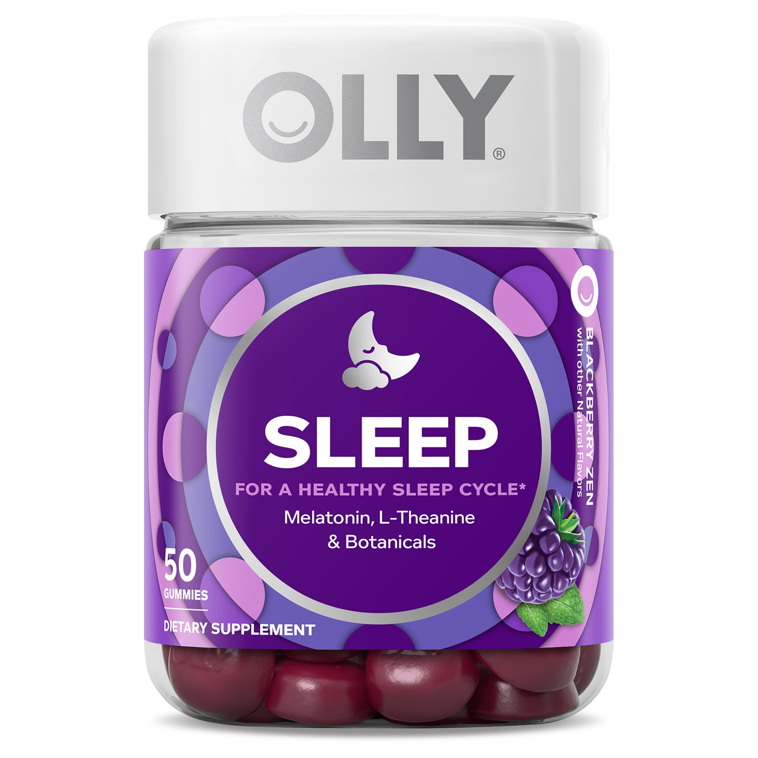 OLLY Sleep Gummy, 3mg Melatonin, L Theanine, Chamomile, Blackberry, 50 Count