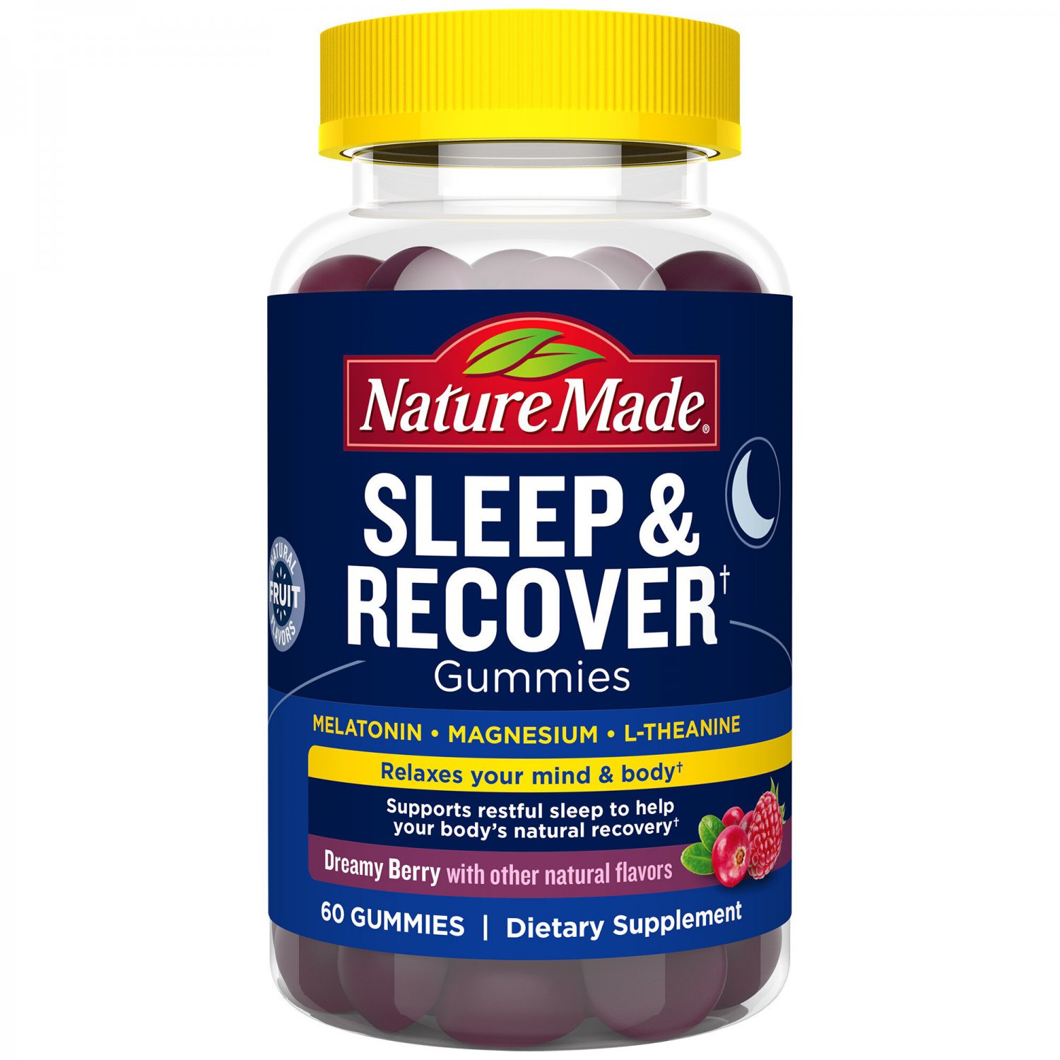 Nature Made Sleep & Recover Melatonin, L-theanine, Magnesium 60 Gummies
