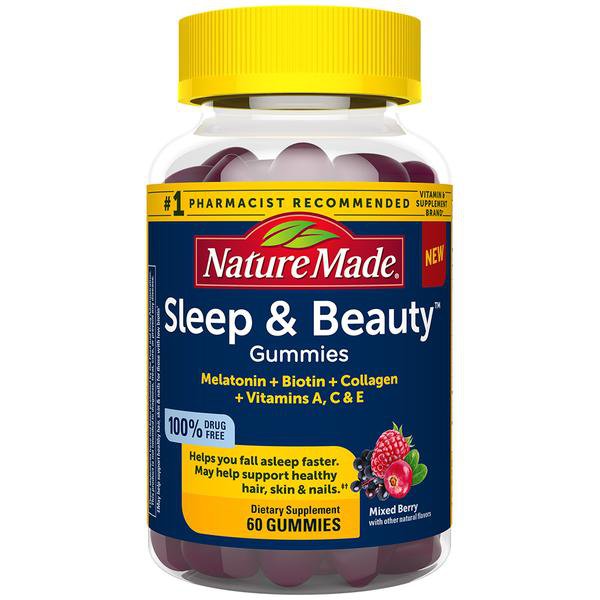 Nature Made Sleep & Beauty Gummies (Melatonin-Biotin-Collagen-A-C-E) 60 ...