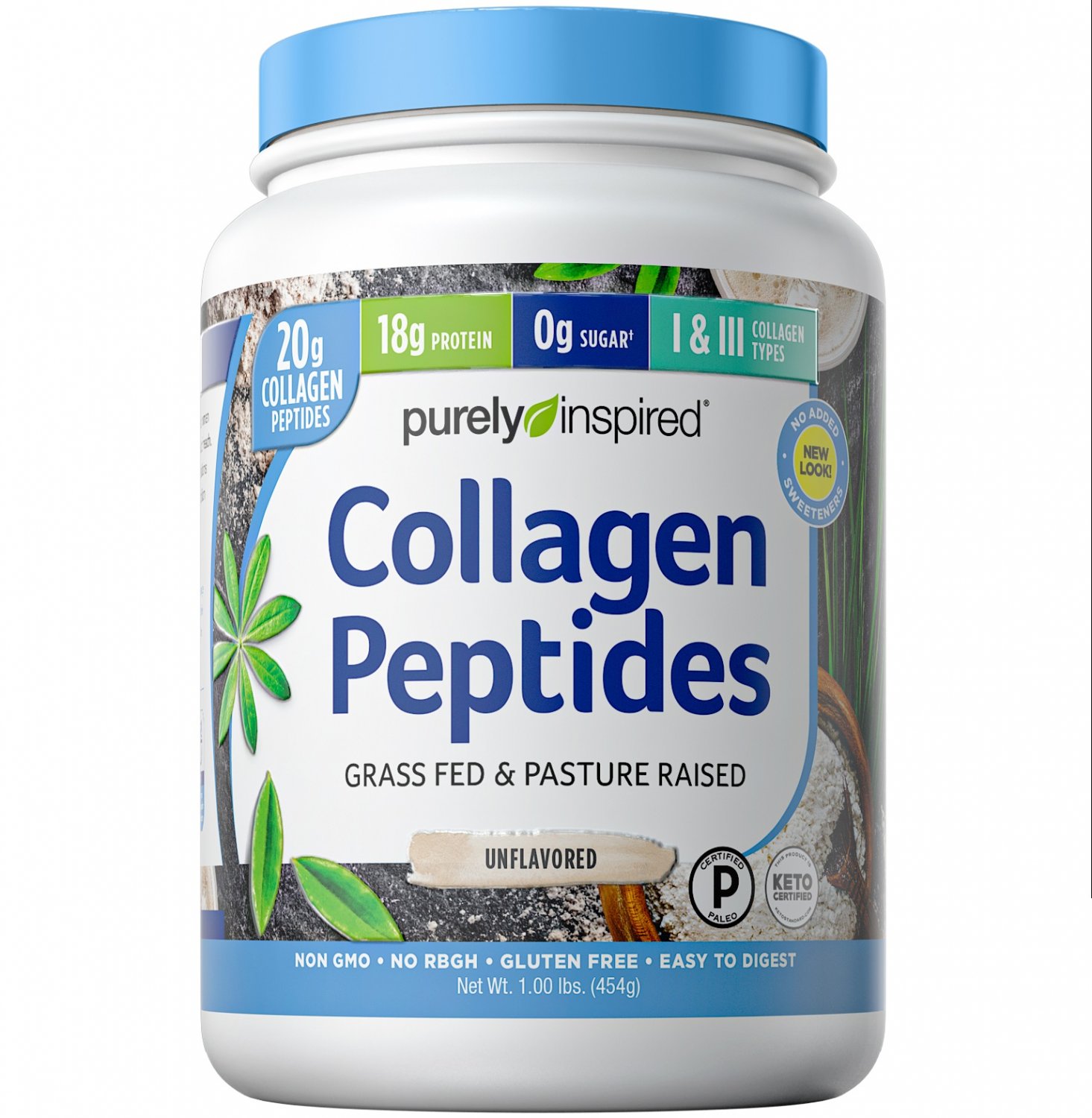 Purely Inspired Collagen Protein Powder, Grass Fed & Pasture Raised Collagen Peptides 16 Oz