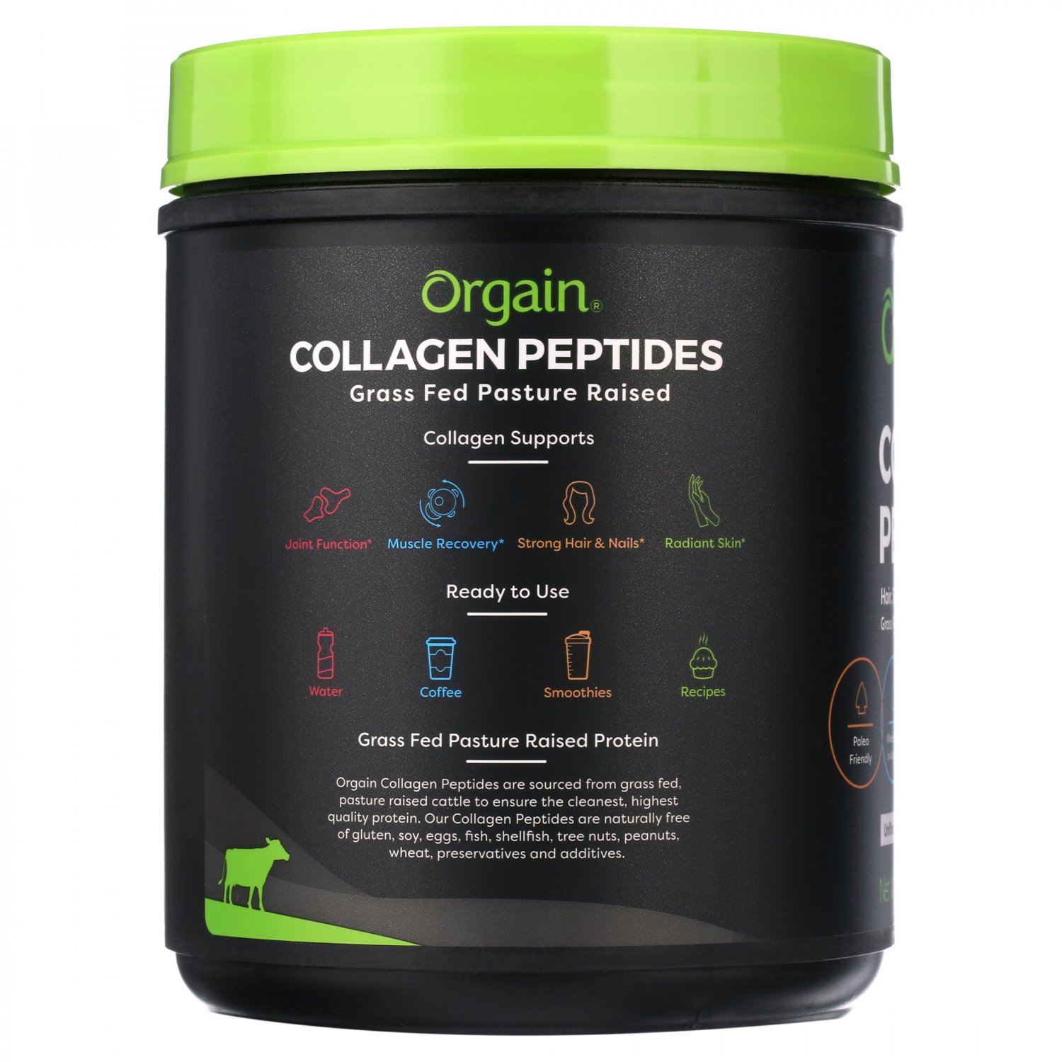 Orgain Grass-Fed Pasture Raised Collagen Peptides Powder, Unflavored, 16 Oz