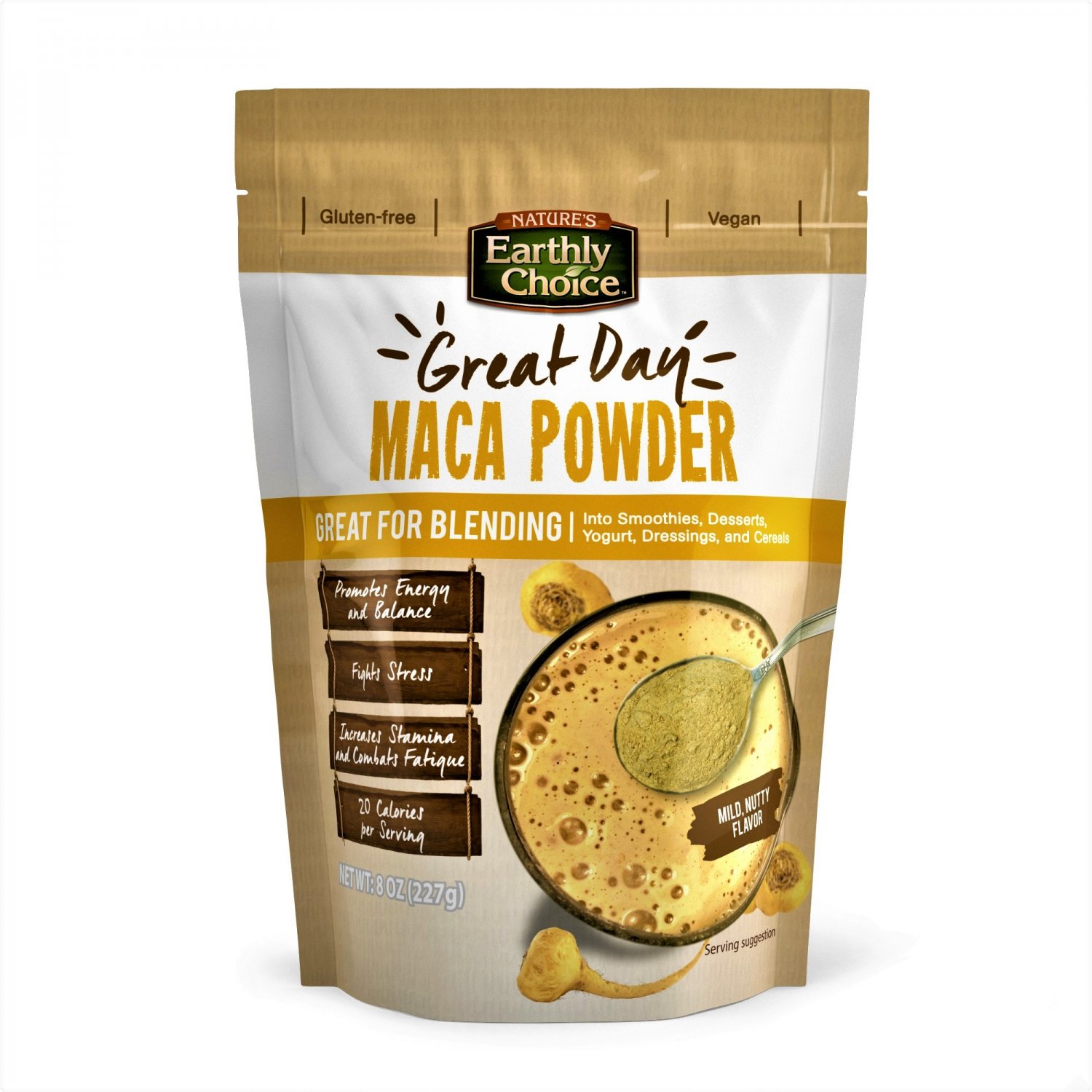 Earthly Choice "Great Day" Maca Powder 8 oz Bag.