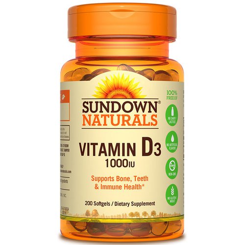 Sundown Naturals Vitamin D3 25 mcg (1000 IU), 200 Softgels