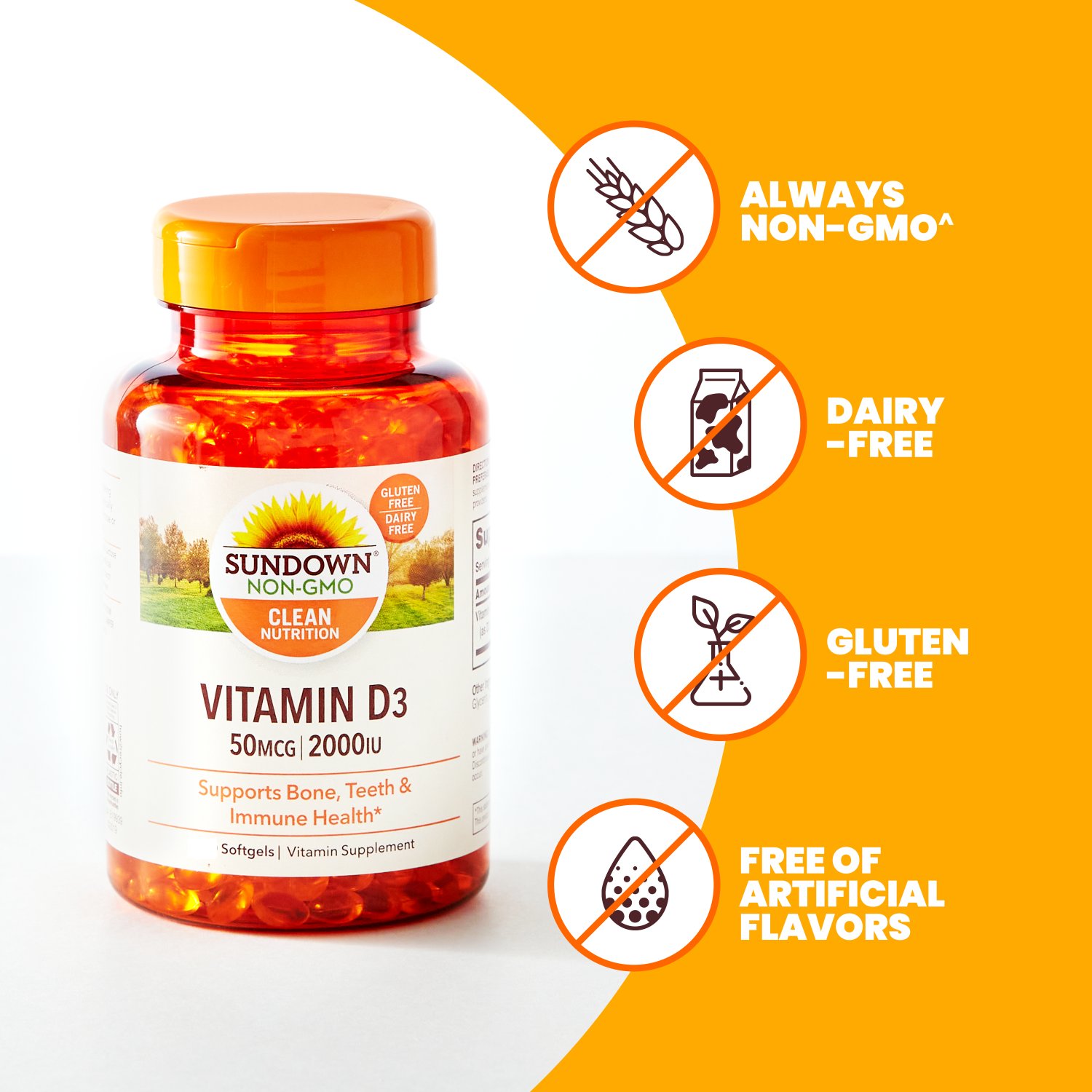 Sundown Naturals Vitamin D3, 50 mcg (2000 IU), 300 Softgels