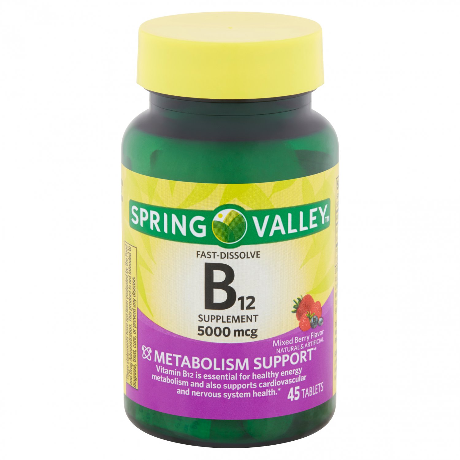 Spring Valley Vitamin B12 Fast Dissolve Tablets, 5000 mcg, 45 Count