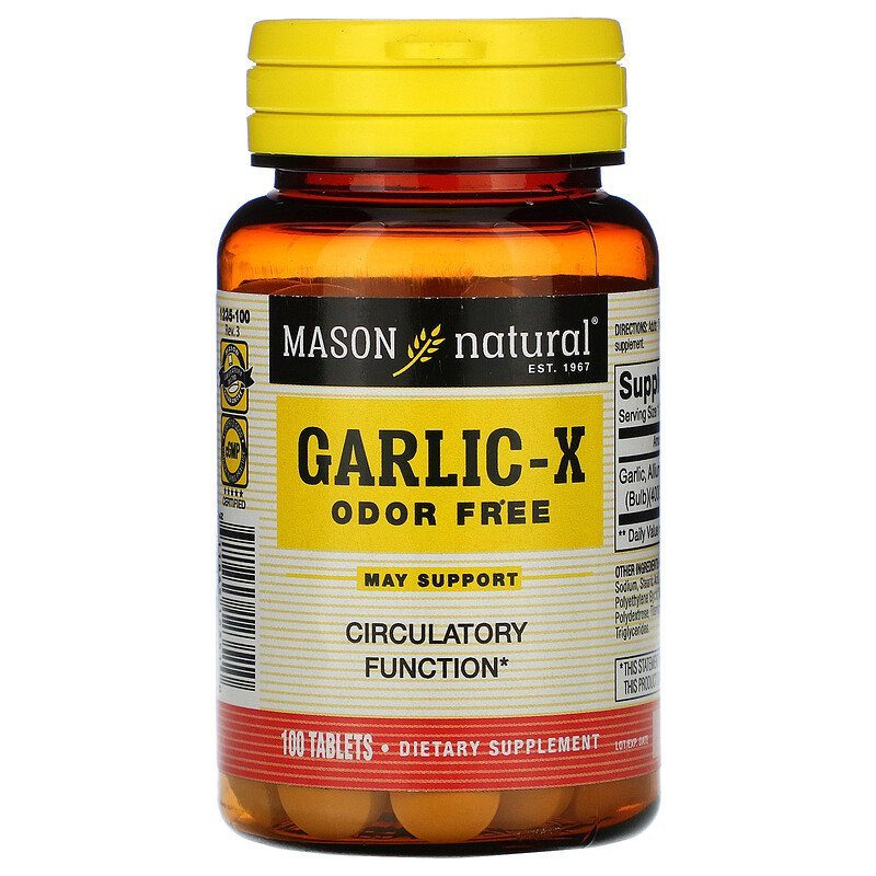 Mason Natural Garlic Oil 500 Odorless Softgels, 100 Count