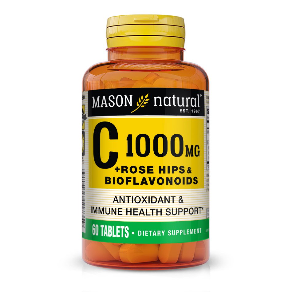 Mason Natural Vitamin C 1,000 mg plus Rose Hips and Bioflavonoids Complex 100 Tablets