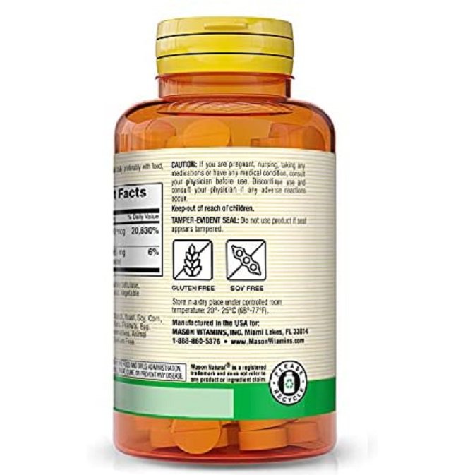 Mason Naturals Vitamins B 12 500 Mg 100 Tablets