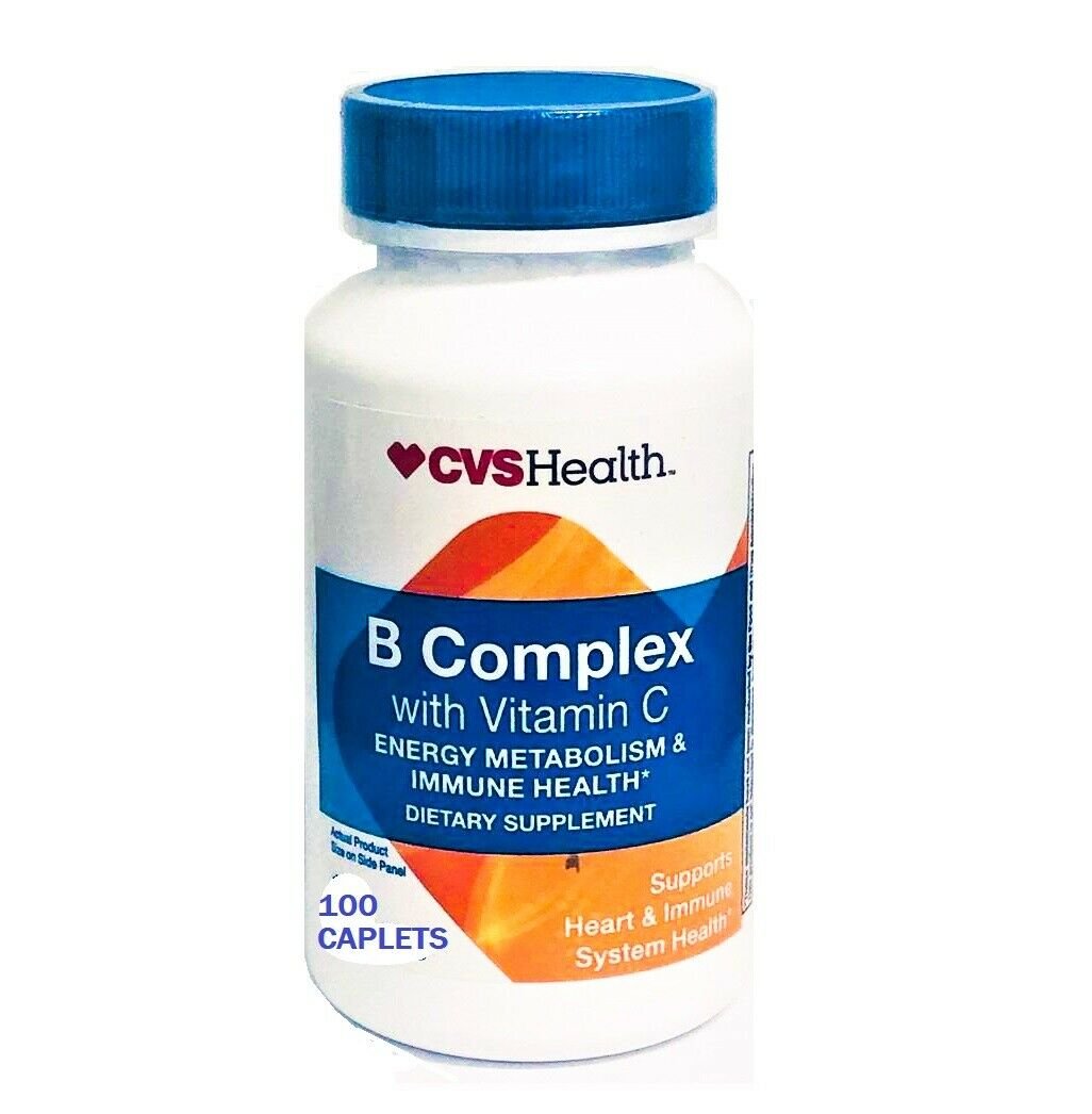 CVS Health Super B Complex with Vitamin C 100 Caplets (Pack of 2)