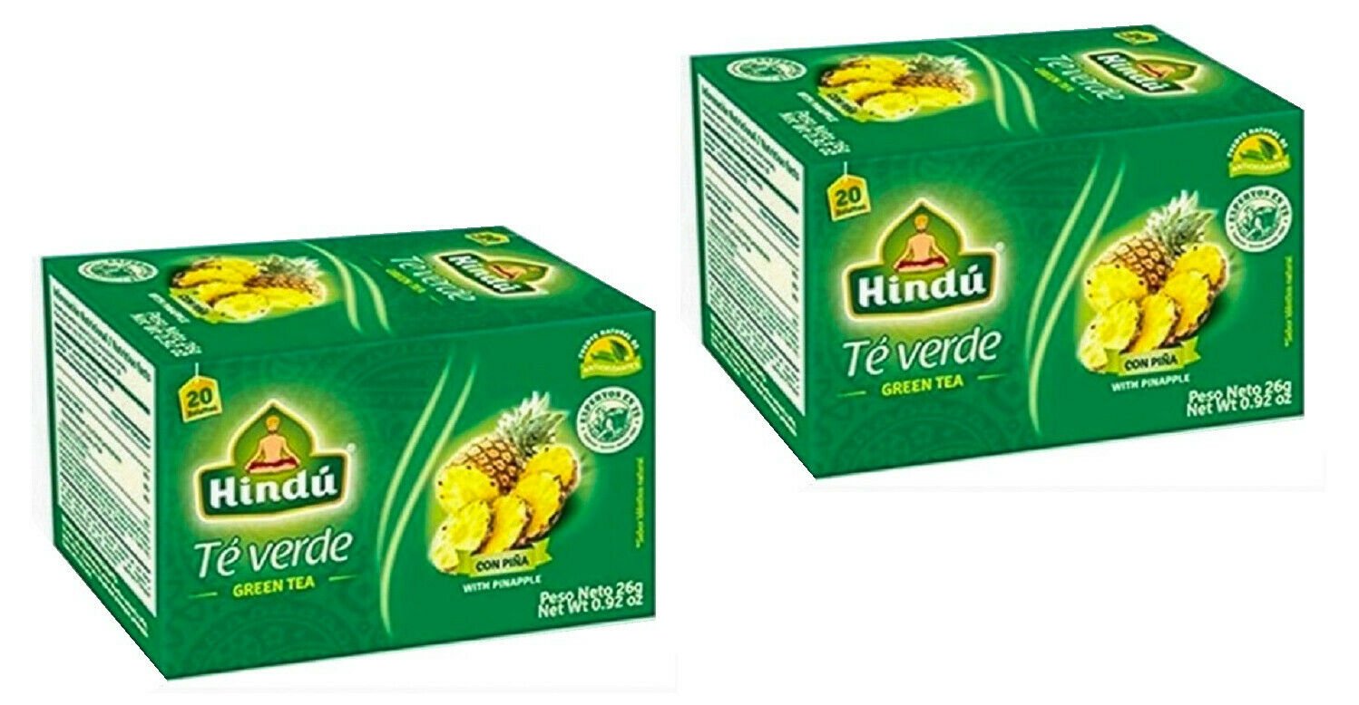 Hindu Green Tea with Pineapple / Te Verde con Pina&Acirc;&nbsp; (20 bags Pack) 2 Pack