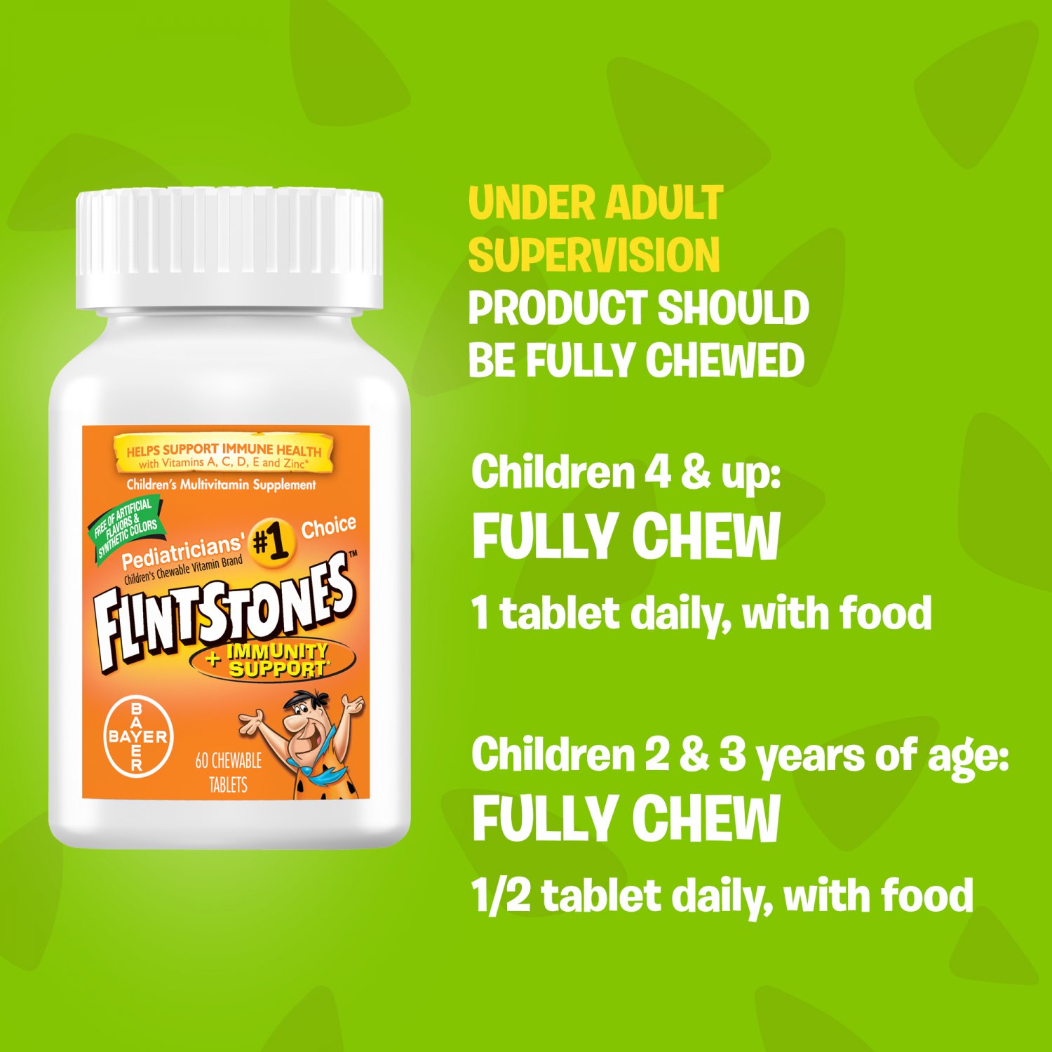 Flintstones Multivitamins Plus Immunity Support Chewable Tablets 60 Count