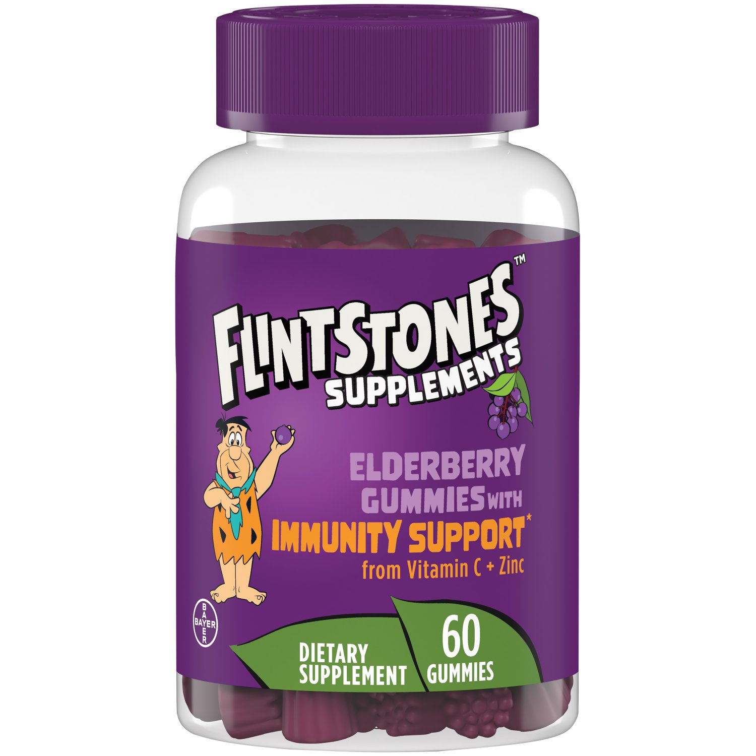 Flintstones Elderberry Gummy Immunity Support Supplements 60 Count