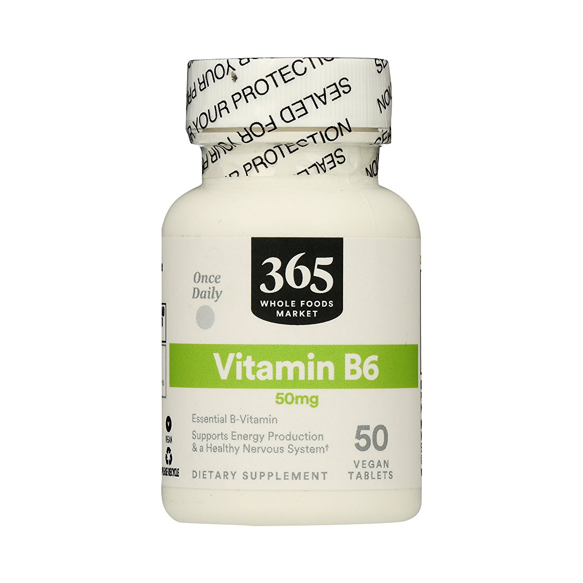 365 Whole Foods Supplements, Vitamin B6 50mg 50 Vegan Tablets