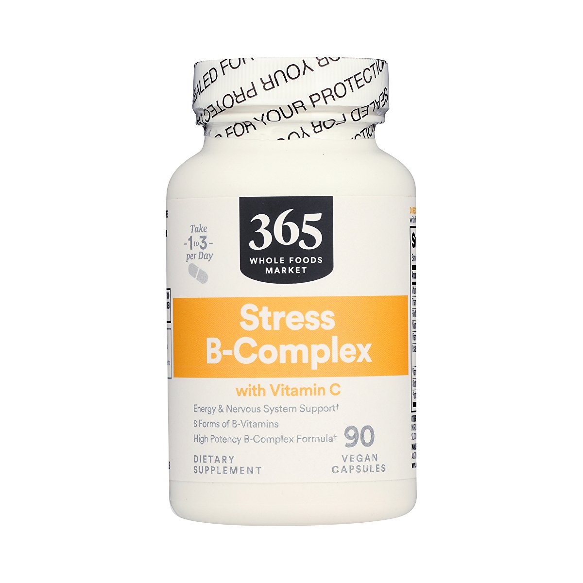 365 Whole Foods Supplements, Stress B-Complex w/ Vitamin C 90 Vegan Capsules