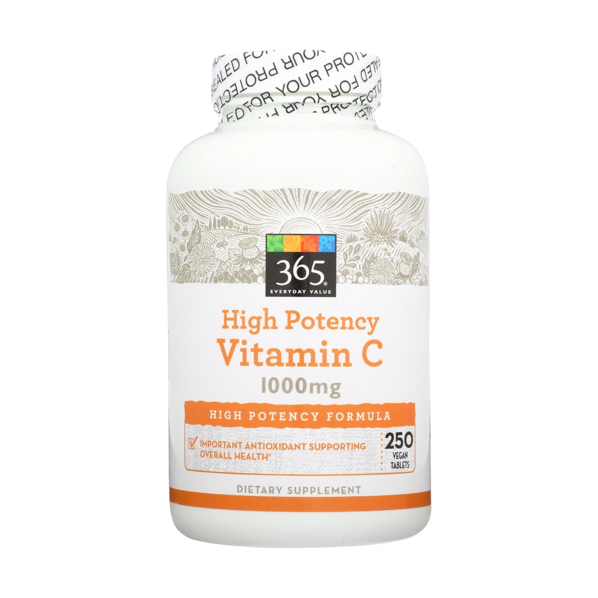 365 Whole Foods Supplements, Vitamin C 1000 mg, 250 Vegan Tablets