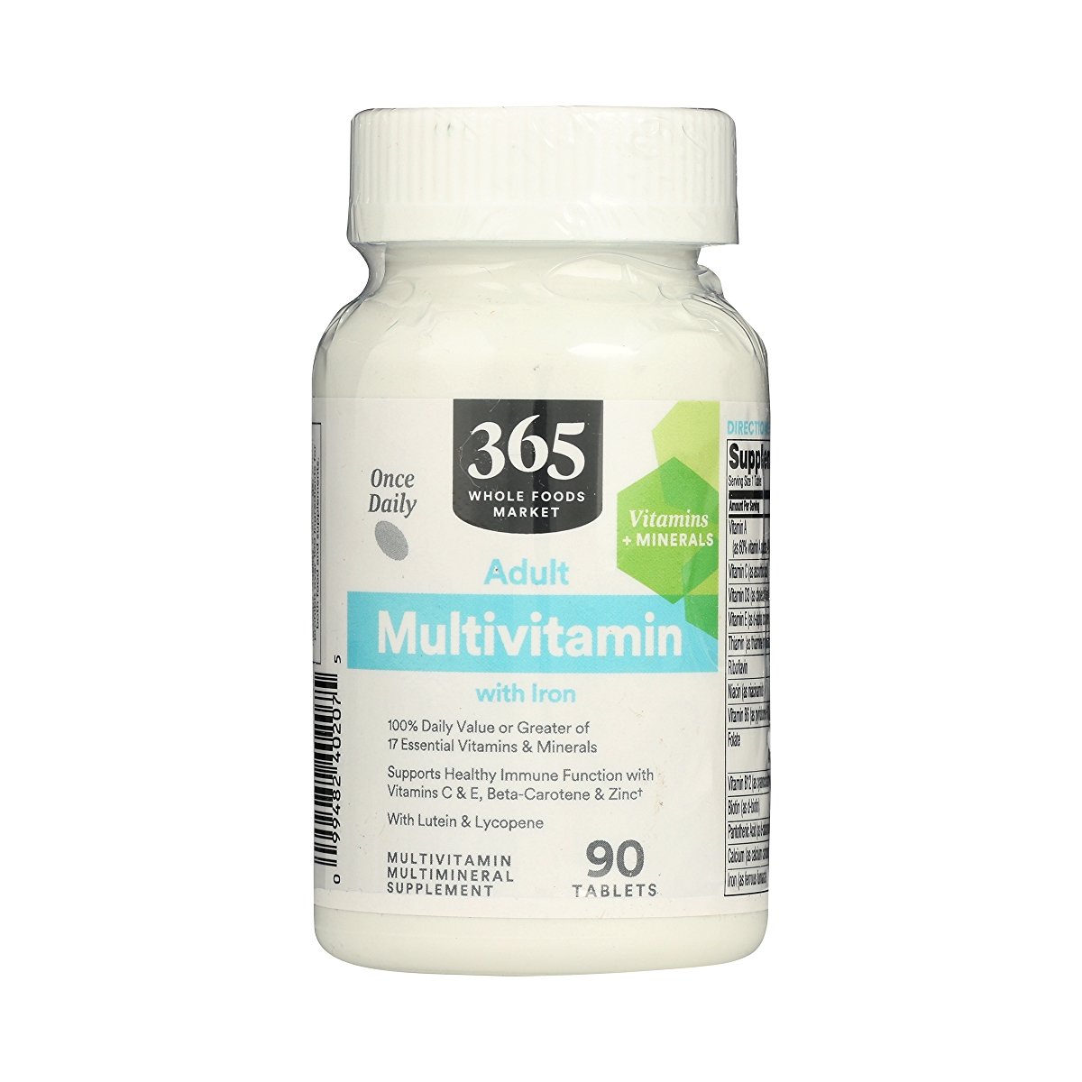 365 Whole Foods Supplements Adult Multivitamins with Iron, 90 tablets