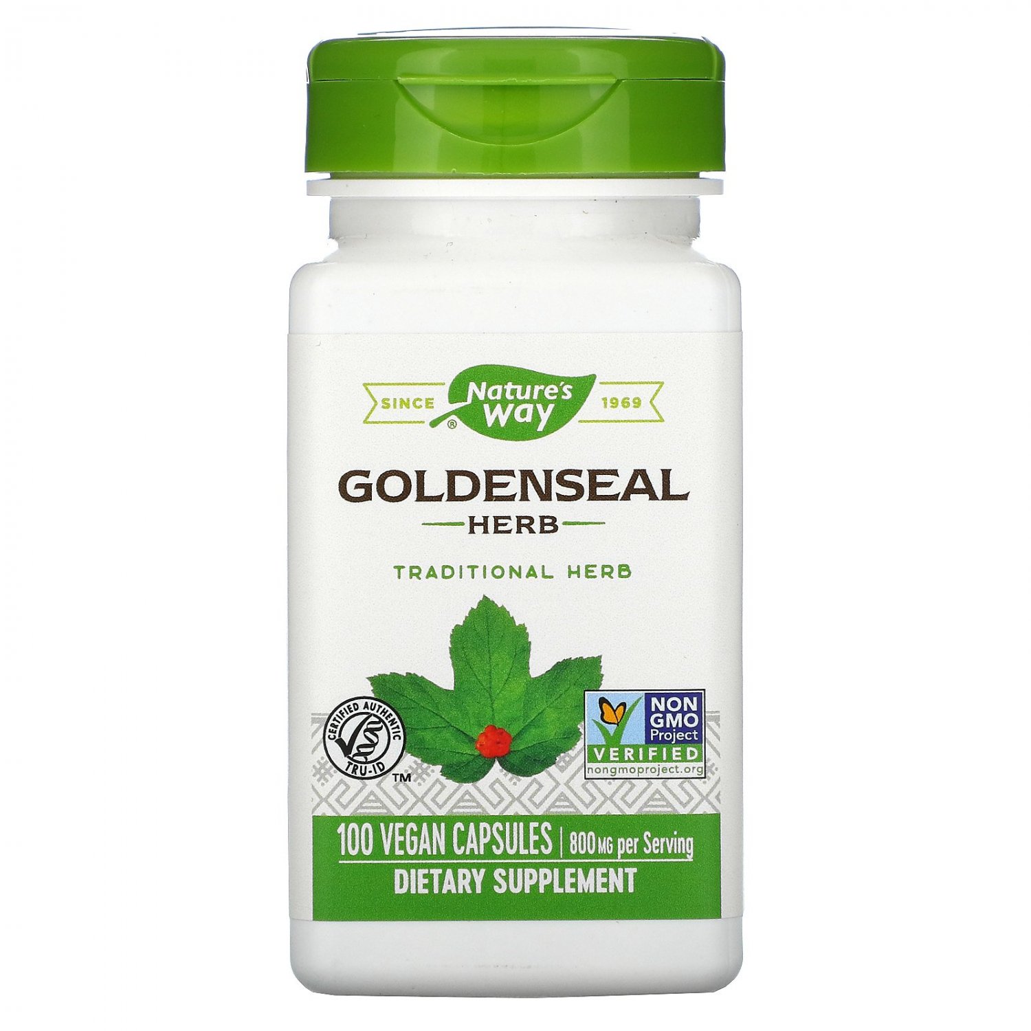 Nature's Way Goldenseal Herb 800 mg per Serving, 100 Vegan Capsules