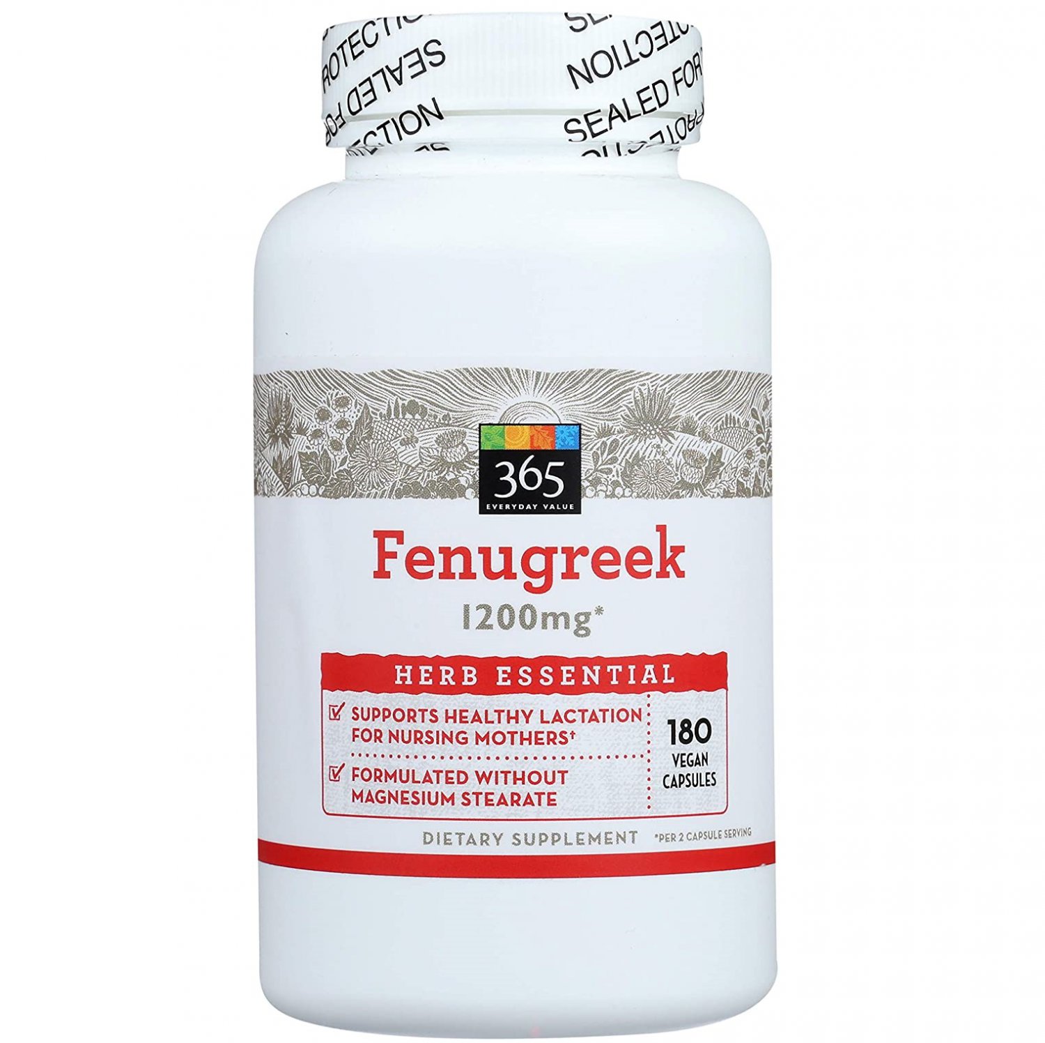 365 Whole Foods Supplements, Fenugreek 1200mg 180 Vegan Capsules