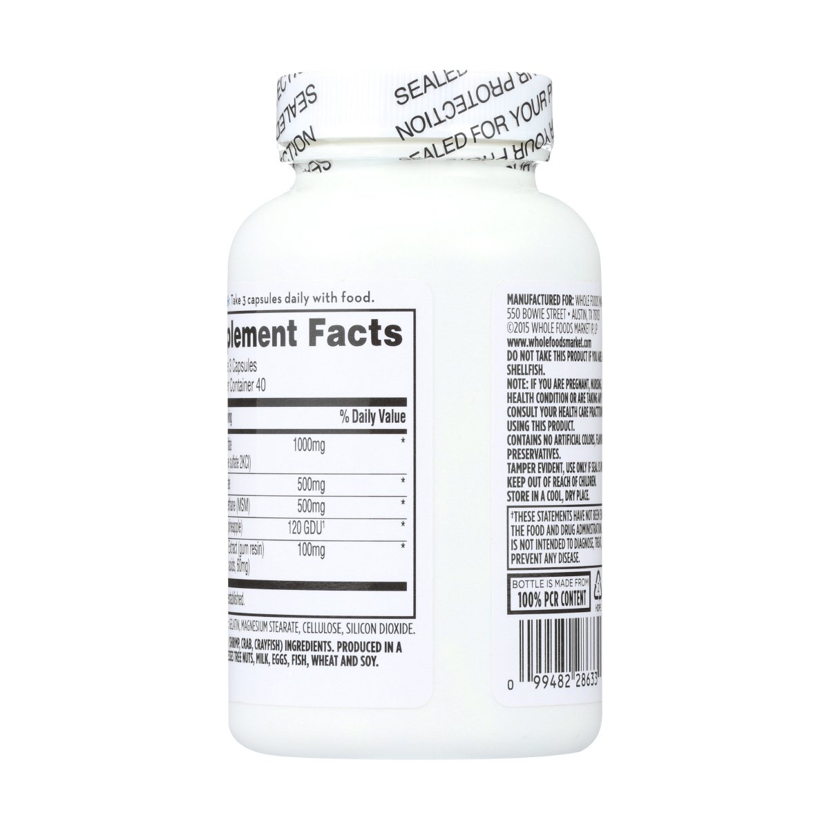 365 Whole Foods Market Glucosamine, Chondroitin & MSM 120 Capsules