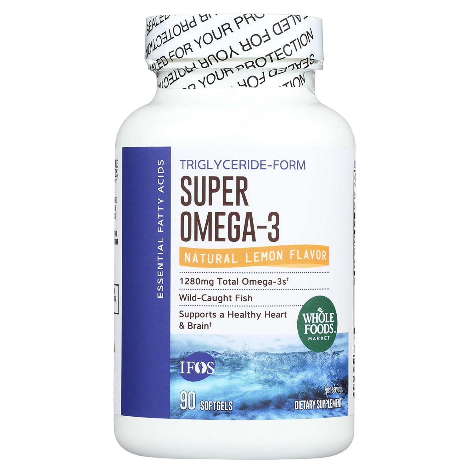 Whole Foods Market Super Omega-3 Natural Lemon Flavor 90 Softgels