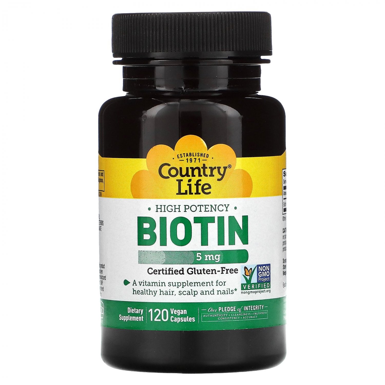 Country Life High Potency Biotin 5mg 120 Vegan Capsules