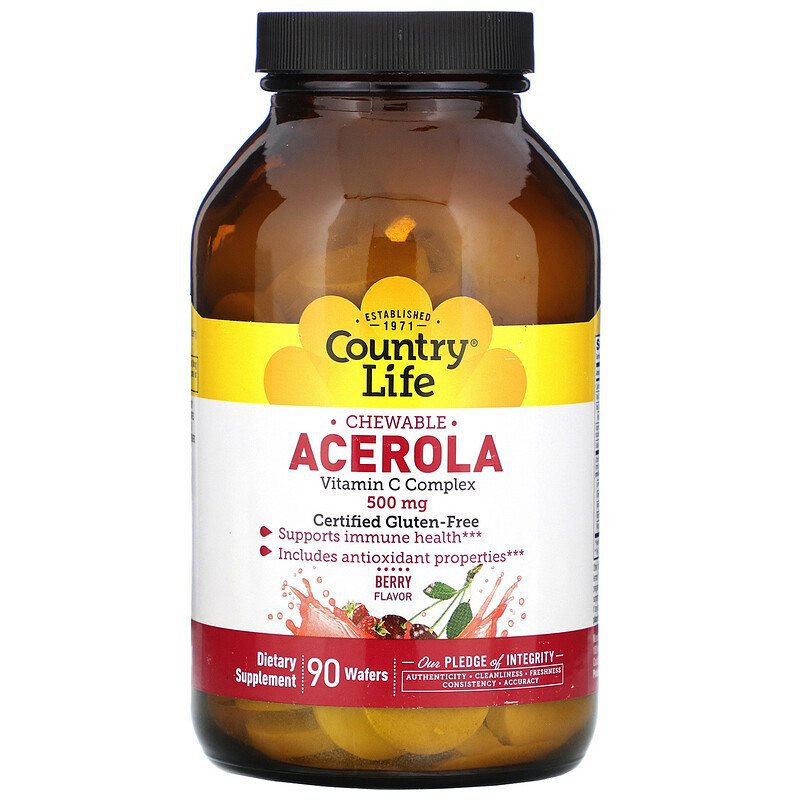 Country Life Acerola Vitamin C Complex 500mg 90 wafers