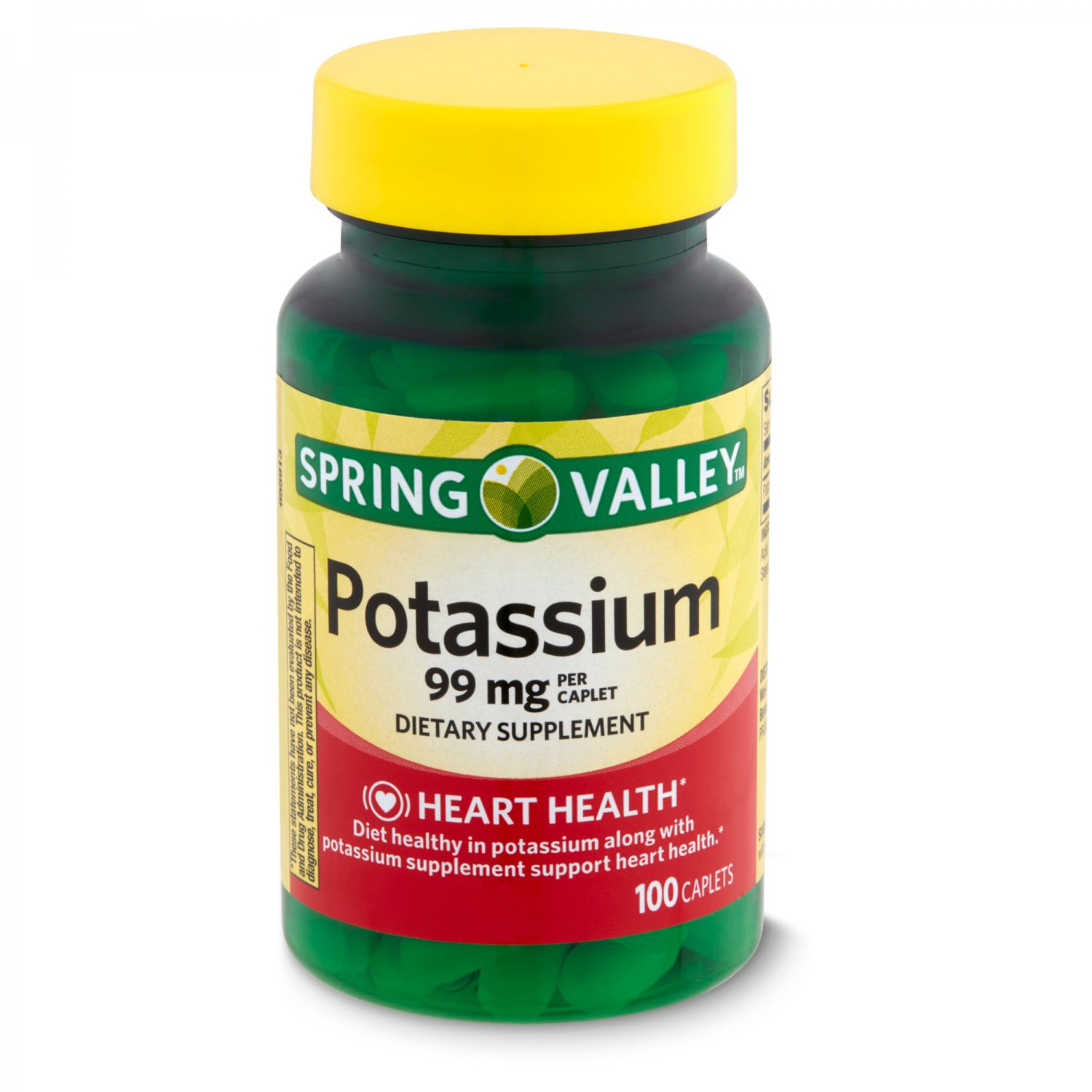 Spring Valley Potassium Dietary Supplemen Heart Health 99mg 100 Caplets