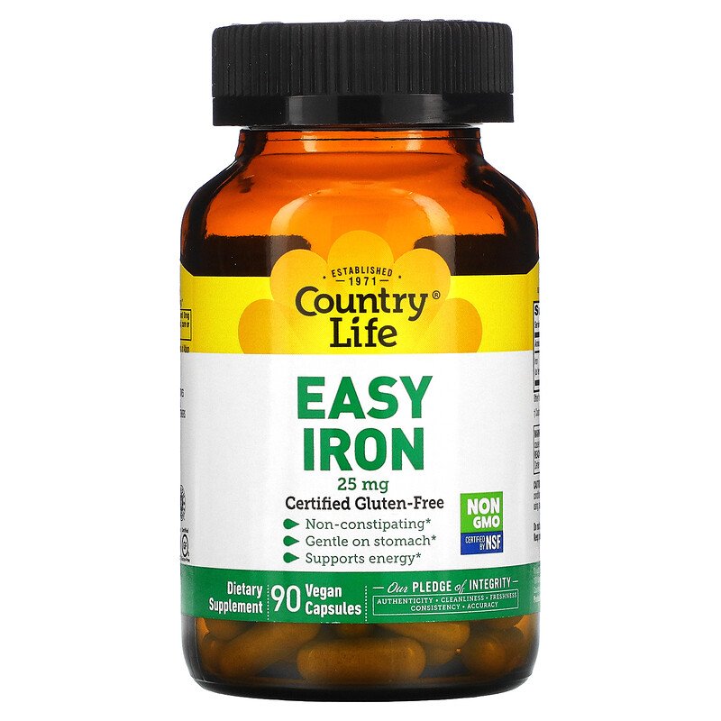 Country Life Easy Iron 25mg, 90 Vegan Capsules
