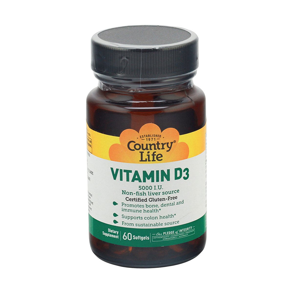 Country Life, Vitamin D3, 125 mcg (5,000 IU), 60 Softgels