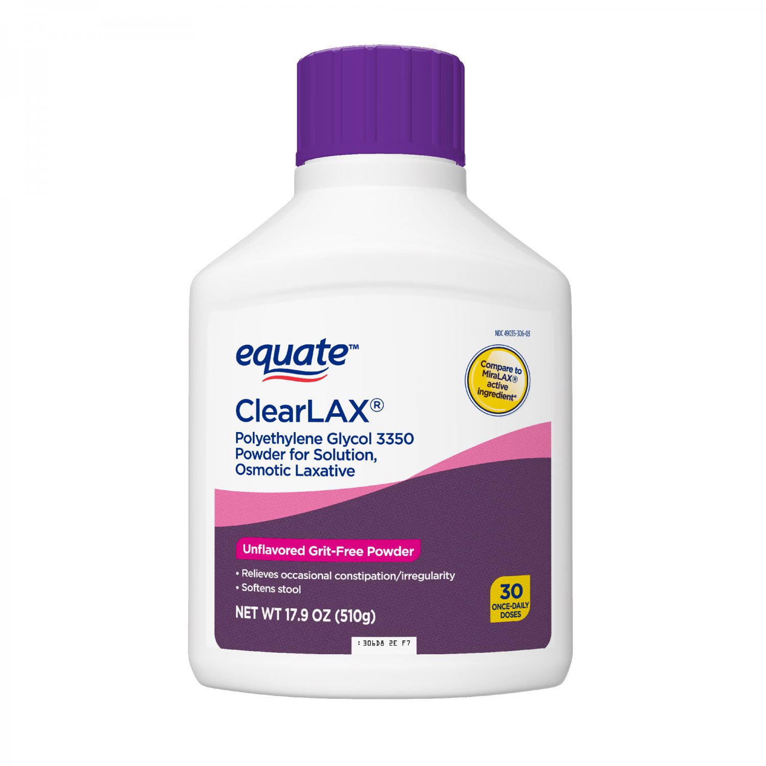 Equate ClearLAX Polyethylene Glycol 3350 Unflavored Powder for Solution ...