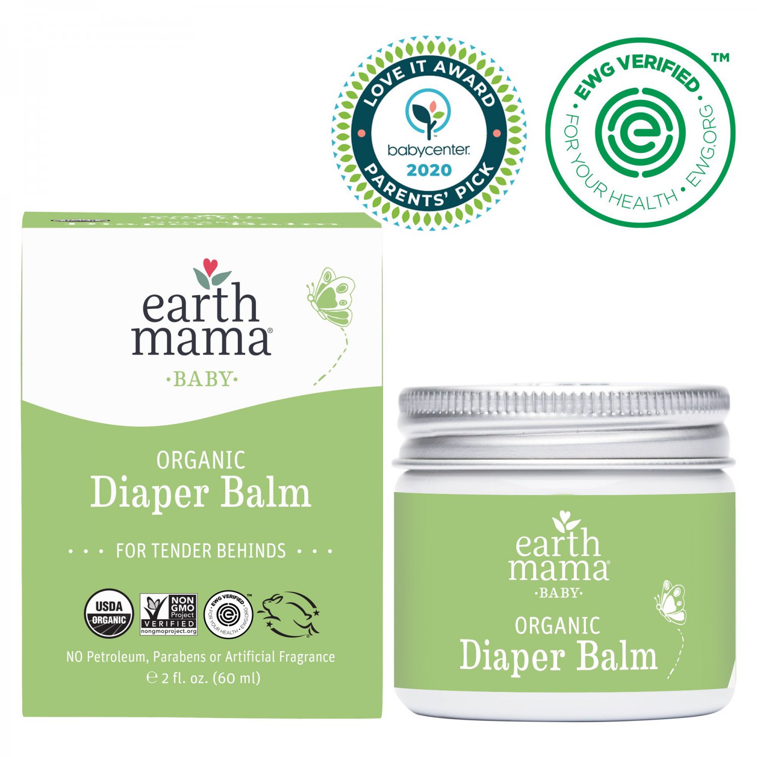 Earth Mama Baby Organic Diaper Balm, 2 Oz