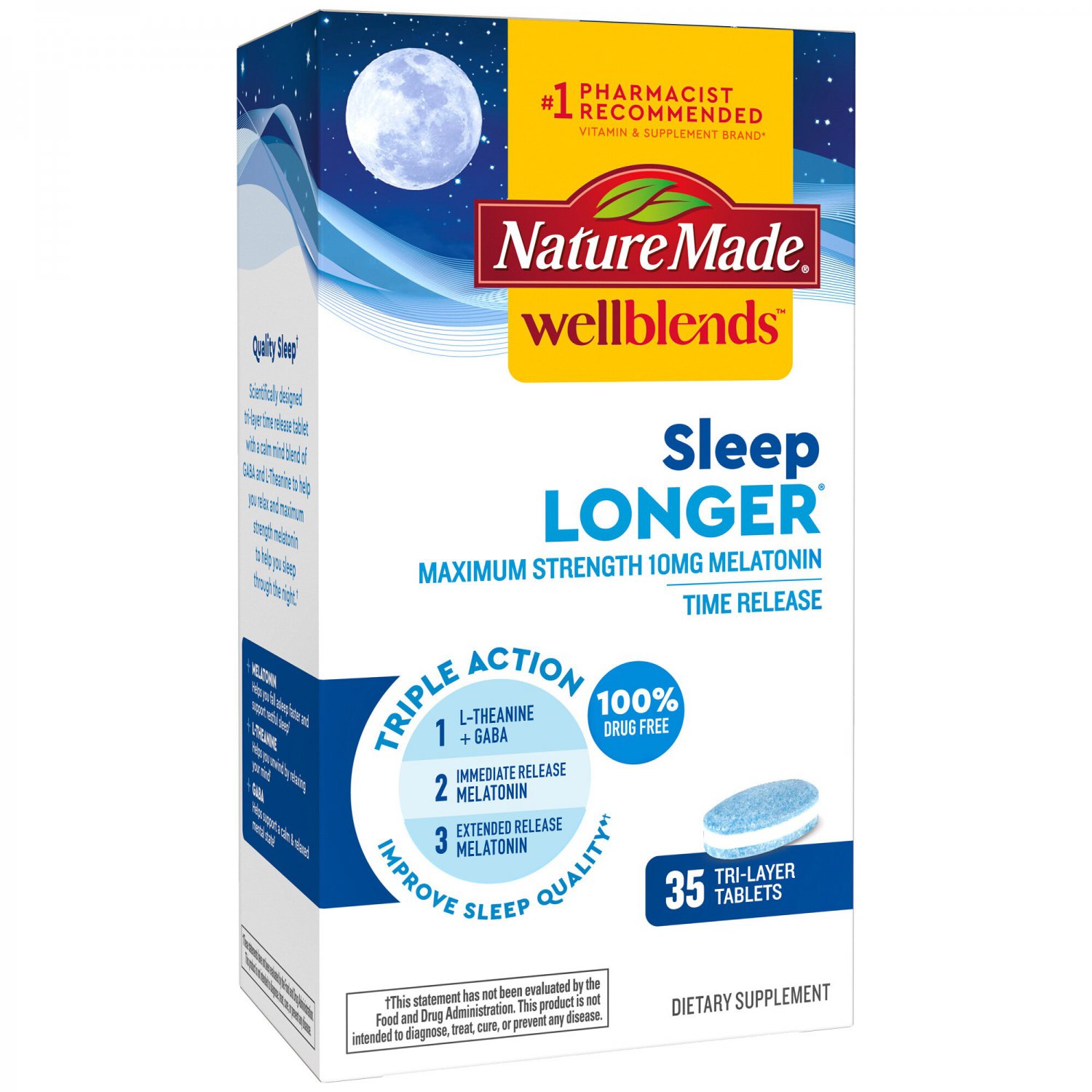 Nature Made Wellblends 3-in-1 Blend Sleep Longer Tablets - 35ct