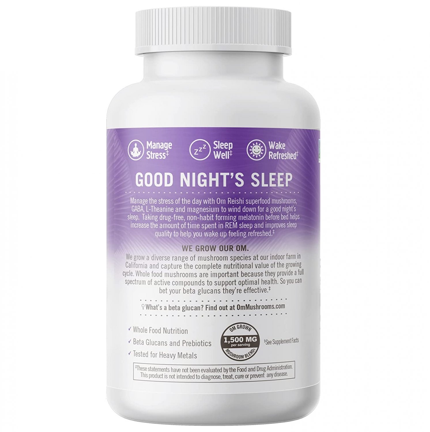 Om Mushrooms, Sleep, Powered Reishi,GABA, LTheanine & Melatonin, 90