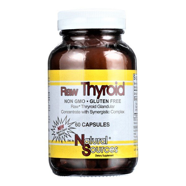 Natural Sources Raw Thyroid Glandular Concentrate with Synergistic Complex (60 Capsules)